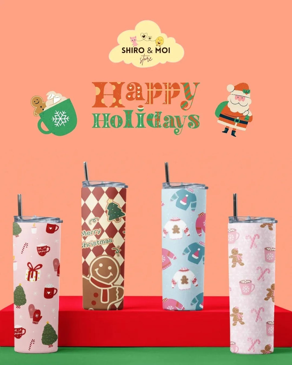 Happy Holidays Tumblers 20 Oz