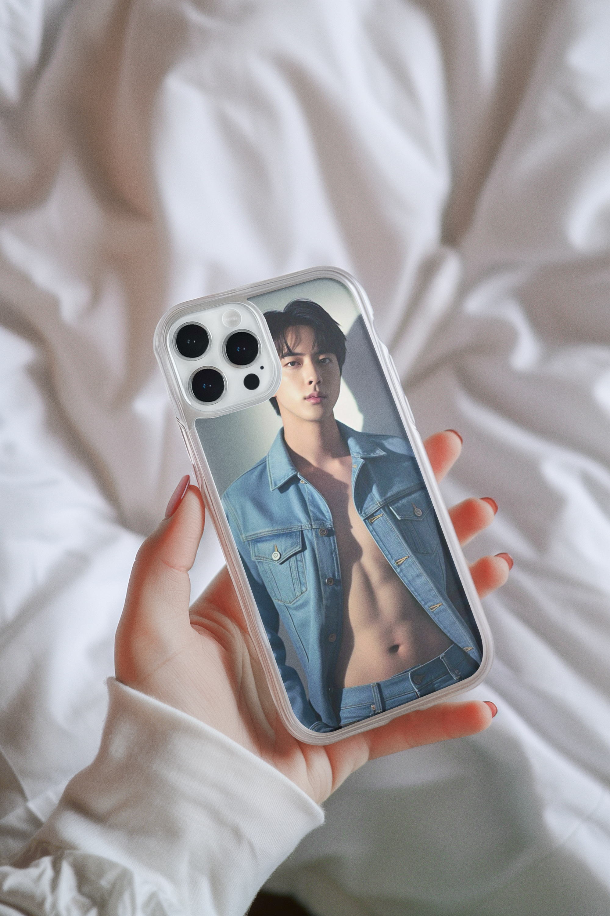 Jin BTS Iphone Glass Case (all models available you will receive call from our side after the order)