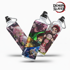 Demon Slayer collection banner featuring three anime-style water bottles