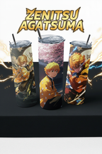 Zenitsu Agatsuma collection banner featuring three anime-style tumblers